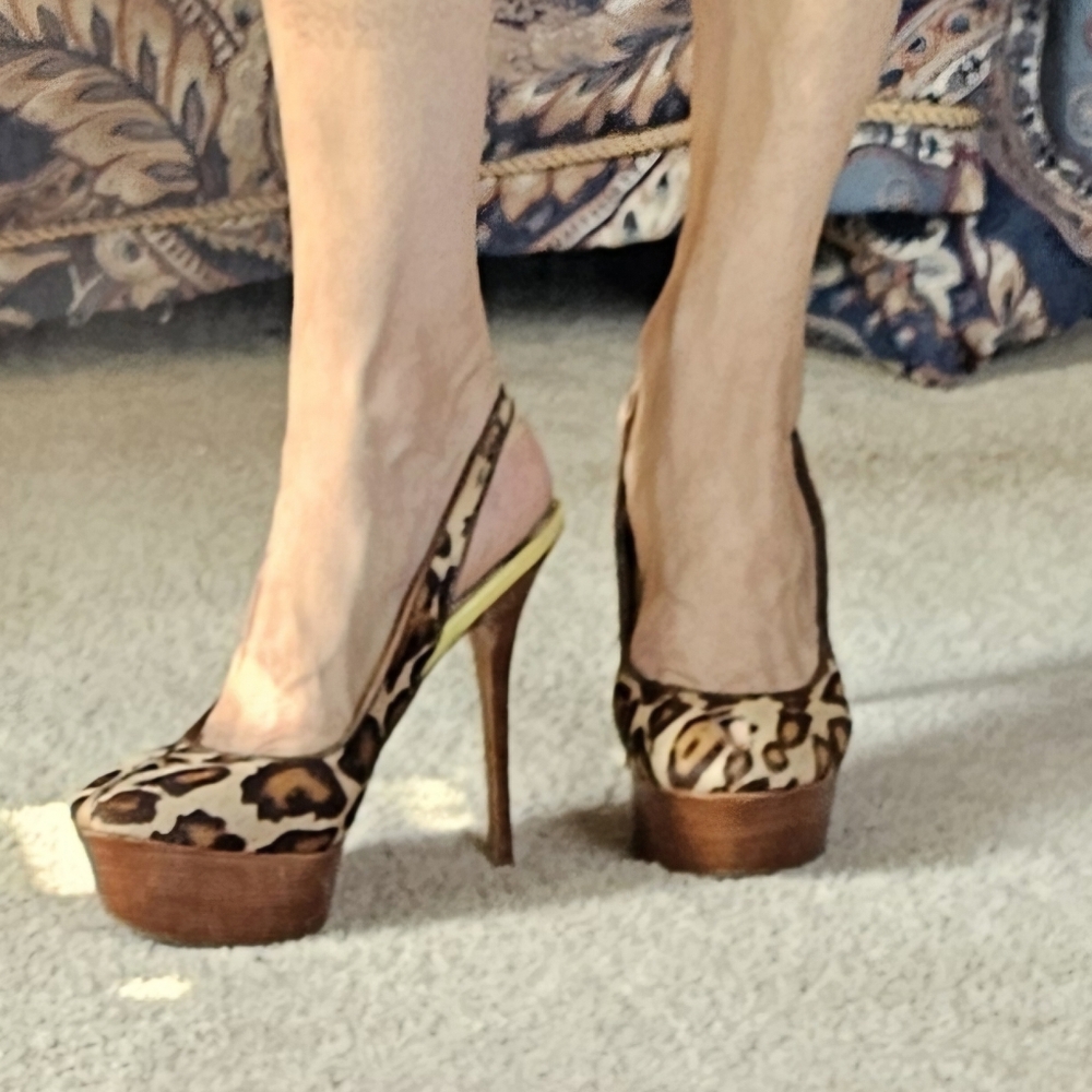 Sam Edelman leopard print horse hair heels